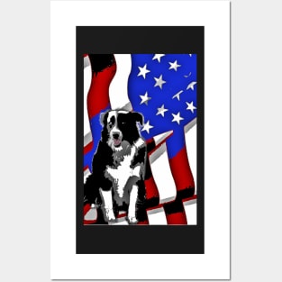 Patriotic Border Collie Posters and Art